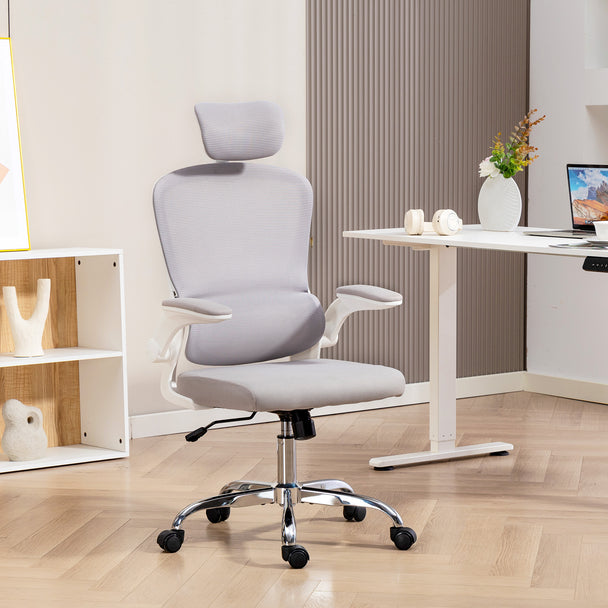 HOMCOM Mesh Back Office Chair, with Lumbar Support - Grey – view 2