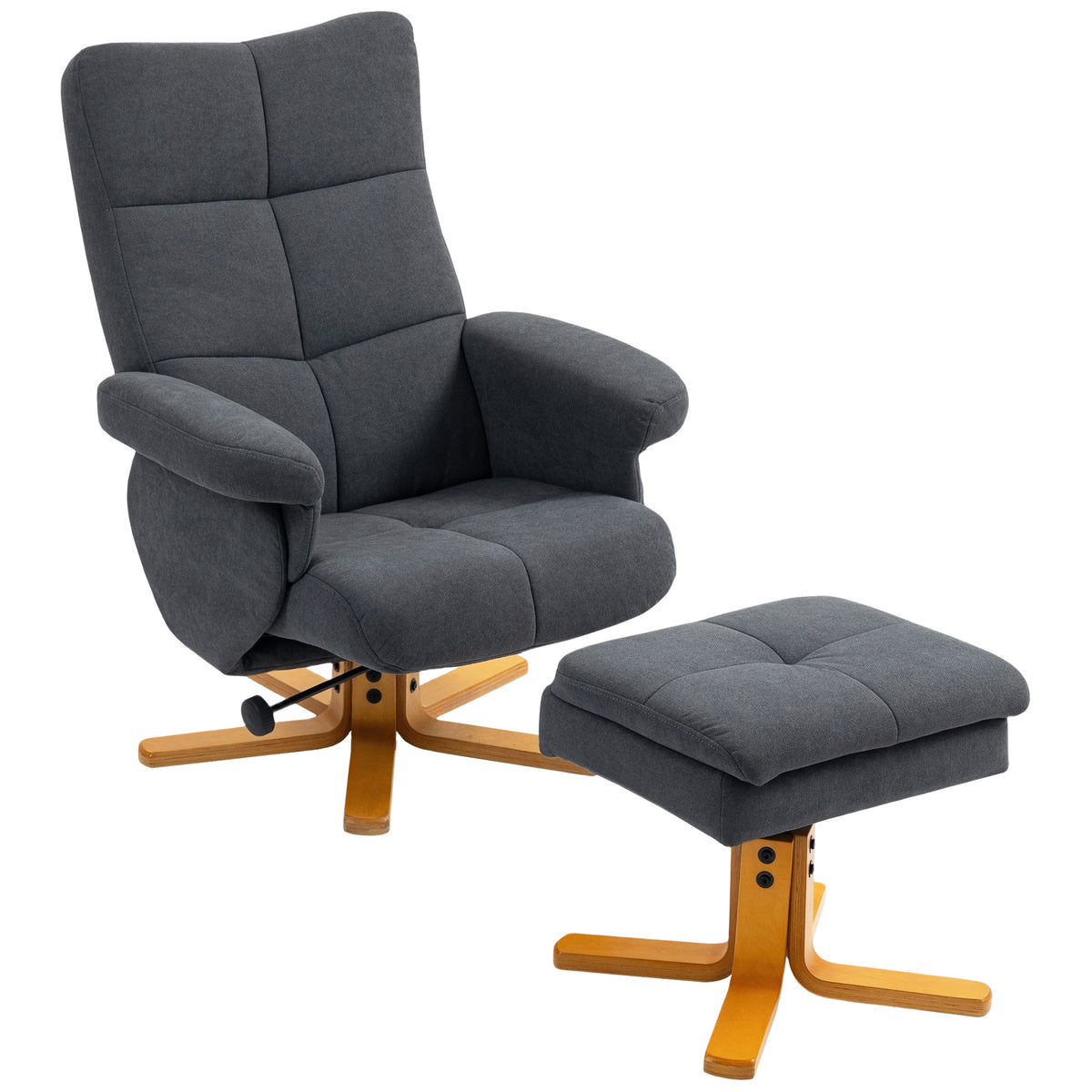 145° Swivel Recliner & Storage Footstool – Grey