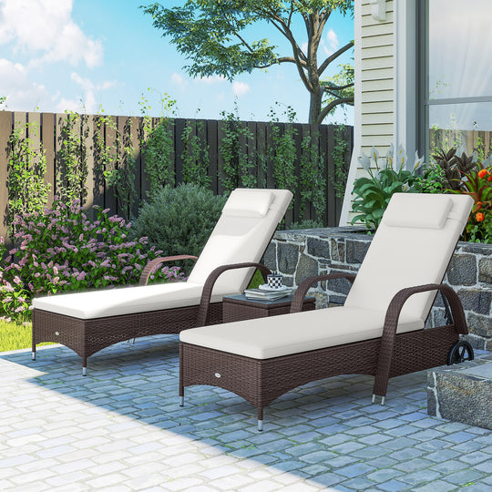 Brown rattan sun lounger set of 2 – image 2