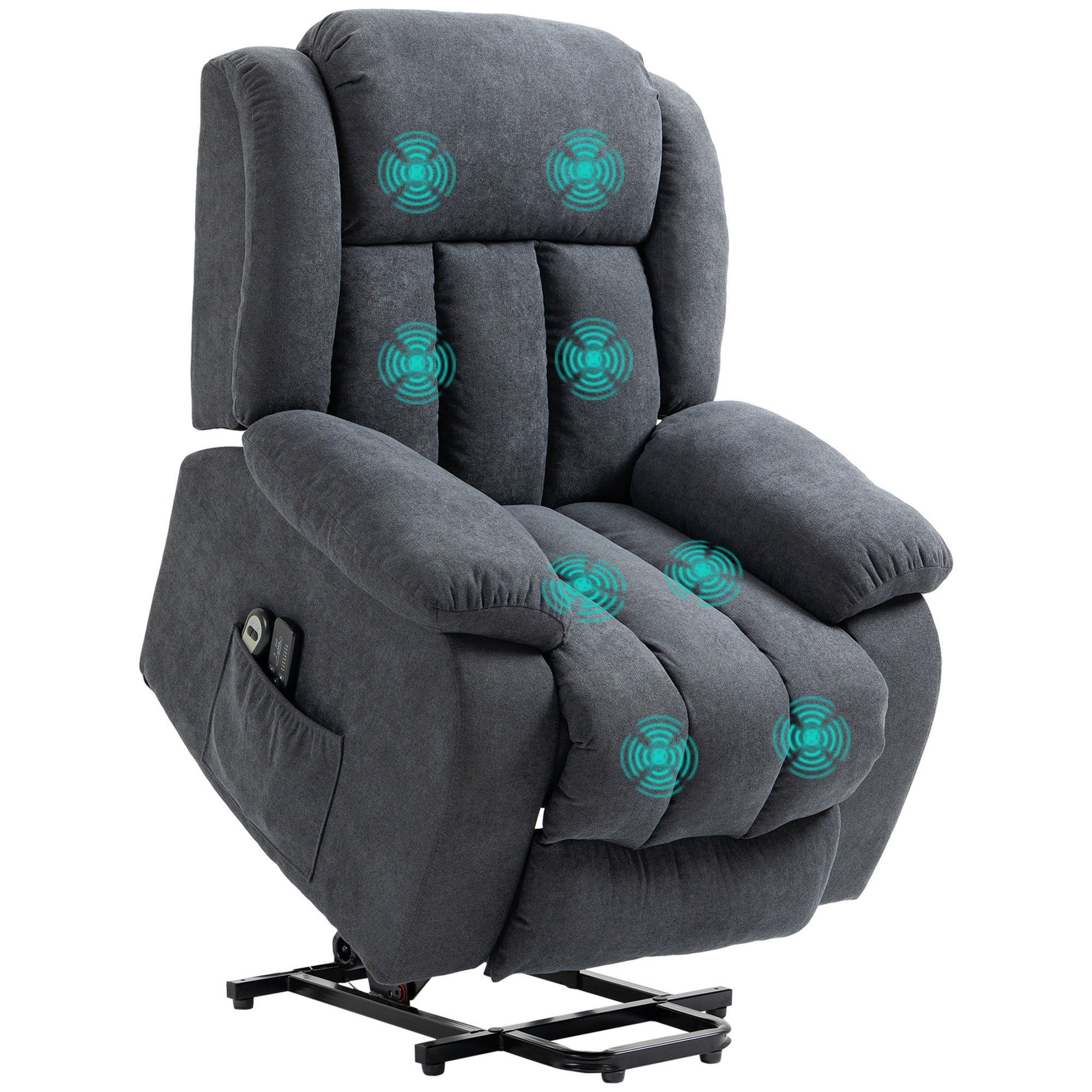 HOMCOM Power Lift Recliner Chair with Vibration Massage, Lift Chair for Elderly with Footrest, Remote, Side Pocket, Dark Grey