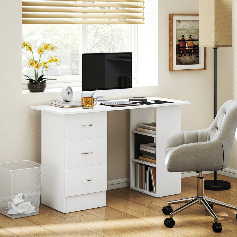 HOMCOM Computer Desk, Home Office Desk, Writing Table, PC Workstation with 3 Storage Shelves and 3 Drawers for Working – view 2
