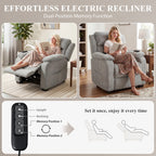 Power Recliner Armchair with Massage and Heat, Electric Reclining Chair with Wide Spring Seat, Light Grey