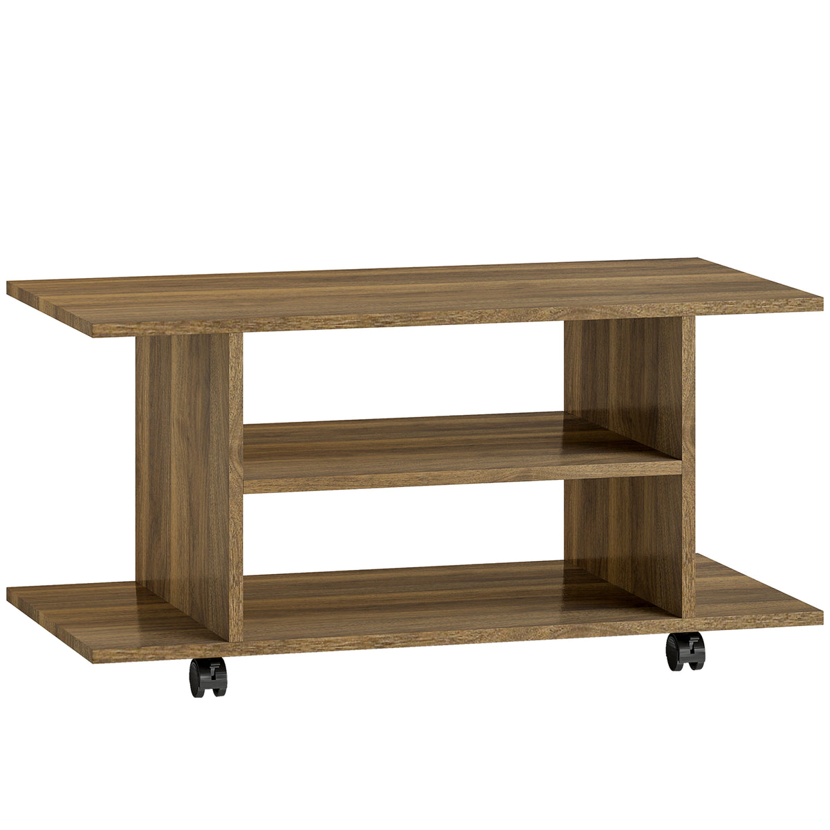 80 cm Mobile 3-Tier TV & Media Stand – Walnut