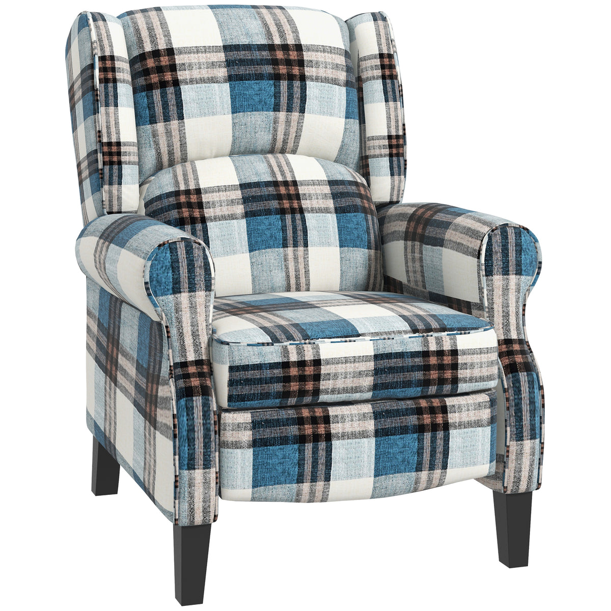 135° Wingback Recliner Chair with Footrest – Blue