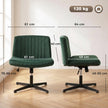 HOMCOM Flannel Criss Cross Legged Desk Chair, Armless Office Chair No Wheels, Green – view 3