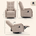 Recliner Armchair, Chenille Recliner Chair with Massage and Heat, 360° Swivel Rocking Manual Recliner, Brown