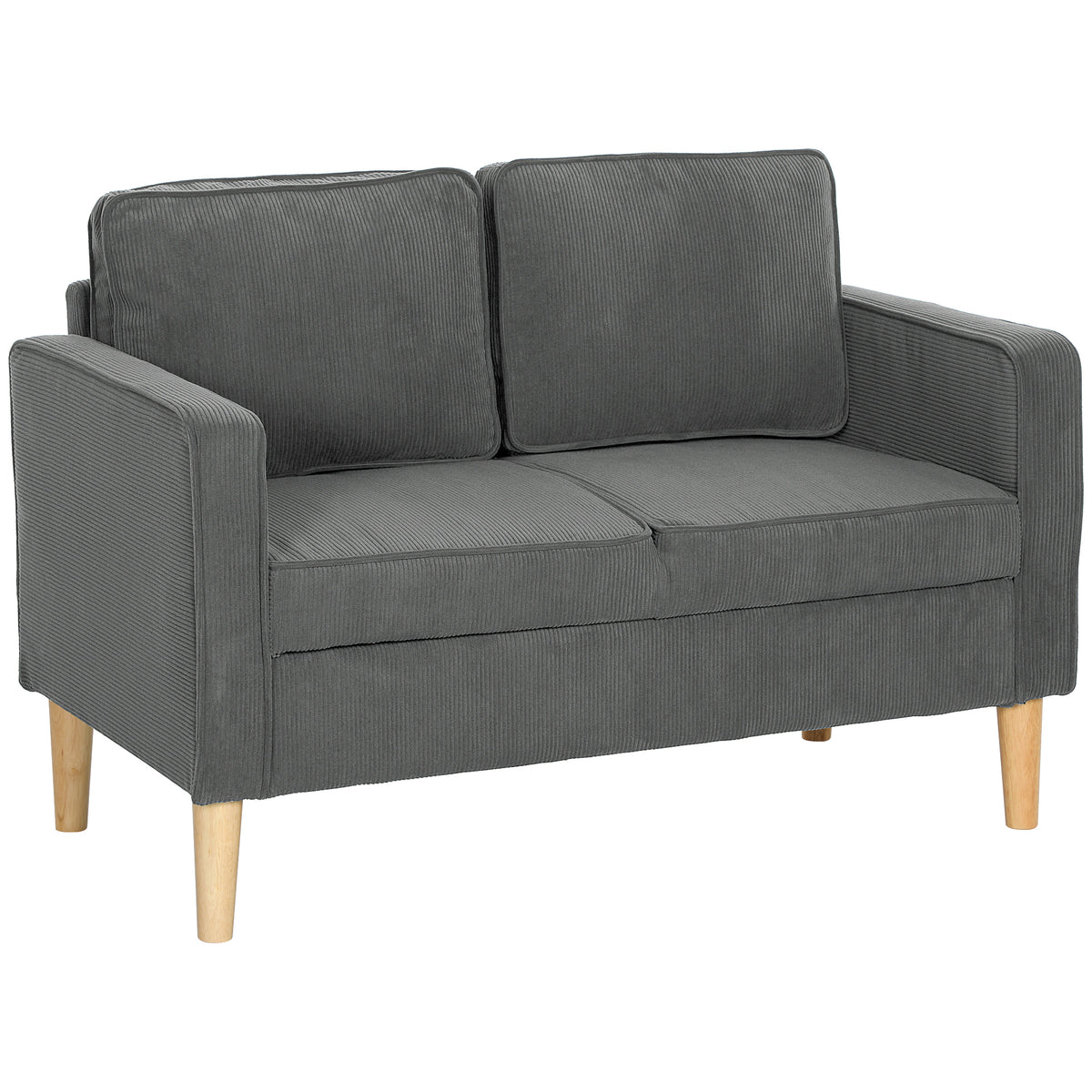 117 cm Corduroy 2-Seater Storage Sofa – Grey