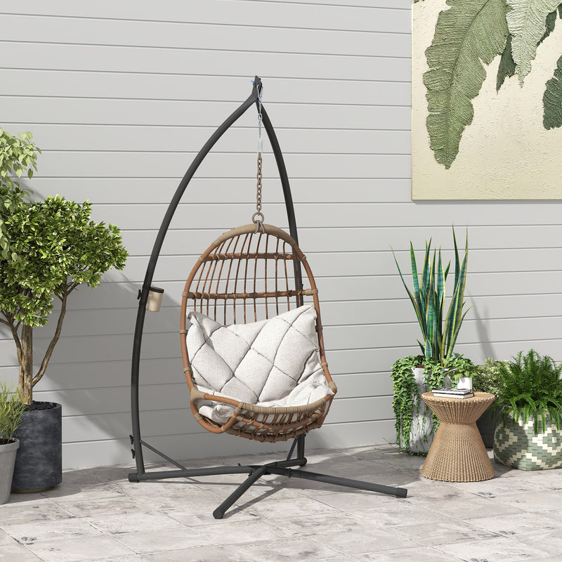 Outsunny Hammock Chair Stand Only, Hanging Chair Stand with X-Shape Base, Heavy Duty Steel Single Hammock Egg Swing – view 2