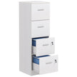 Tall white wood-effect four-drawer filing cabinet with two lockable bottom drawers