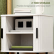 HOMCOM Nightstand with Sliding Doors and Metal Legs White Wood Effect – view 6