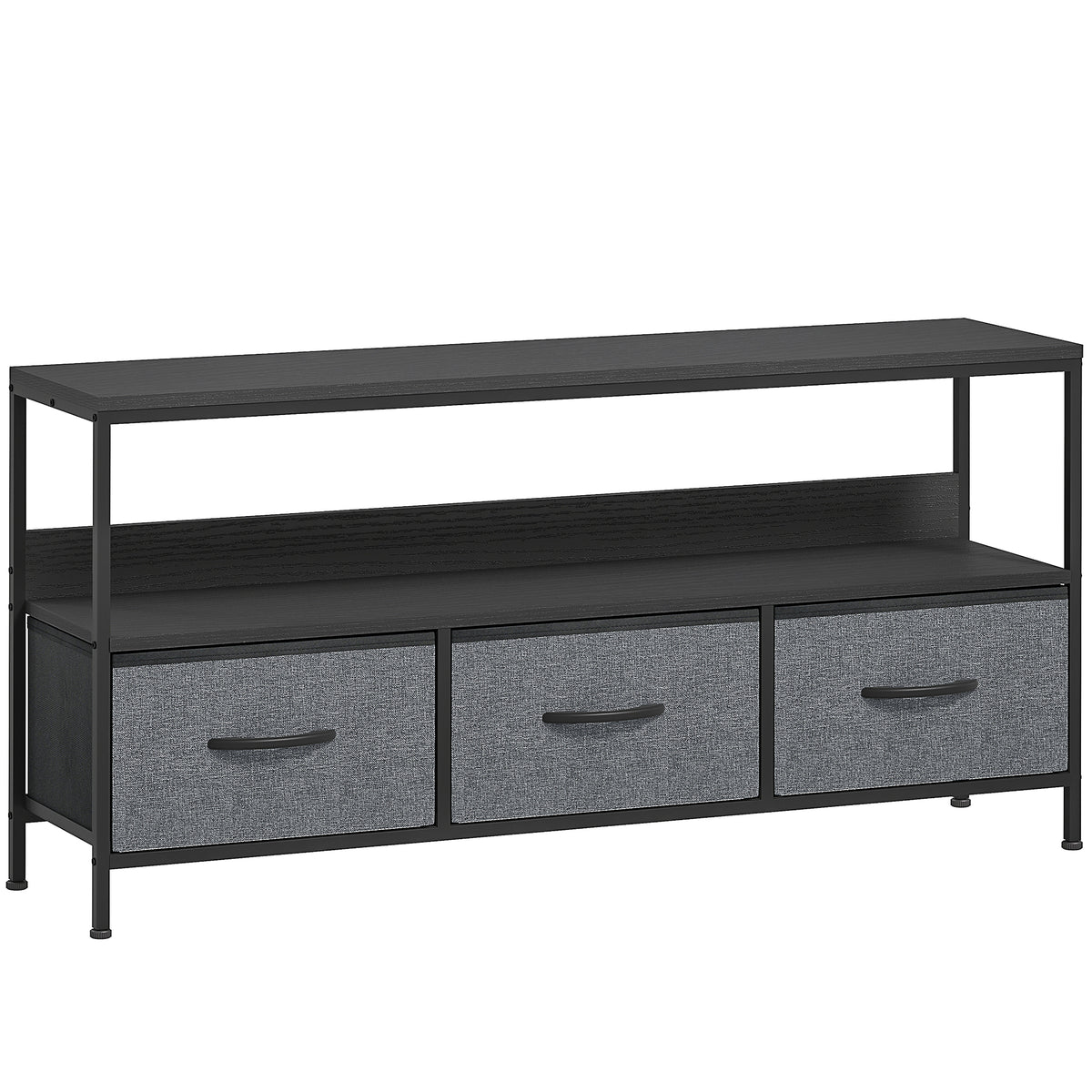 120 cm TV Stand with 3 Foldable Fabric Drawers – Black