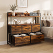 HOMCOM Chest of Drawers, Bedroom Fabric Dresser with 5 Drawers, Storage Organiser Unit with Open Shelves, Rustic Brown – view 8