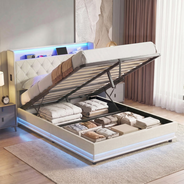 4ft6 double ottoman bed with LED – image 2