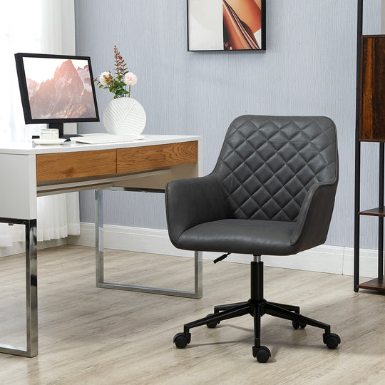 Leather-feel fabric swivel office chair – image 2