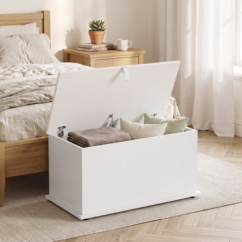 HOMCOM Storage Chest, 102L Blanket Box, Shoe Bench with Safety Hinged Lid, Bed End Bench for Bedroom, 80 x 40 x 45cm – view 2