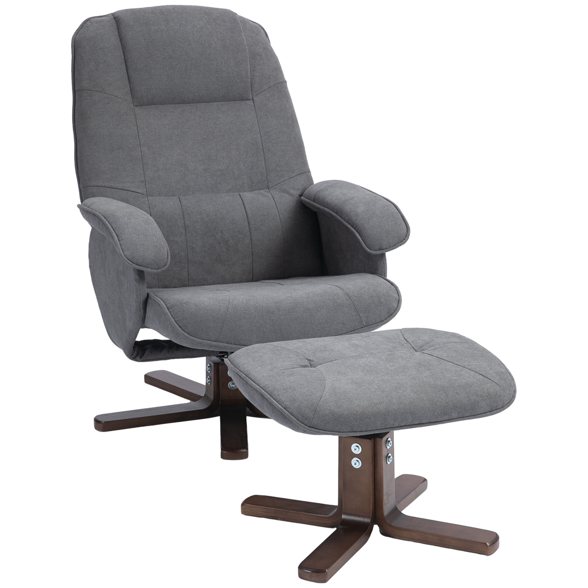 145° Linen Swivel Recliner & Footstool – Grey