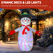Illuminated 8ft snowman Christmas inflatable at night