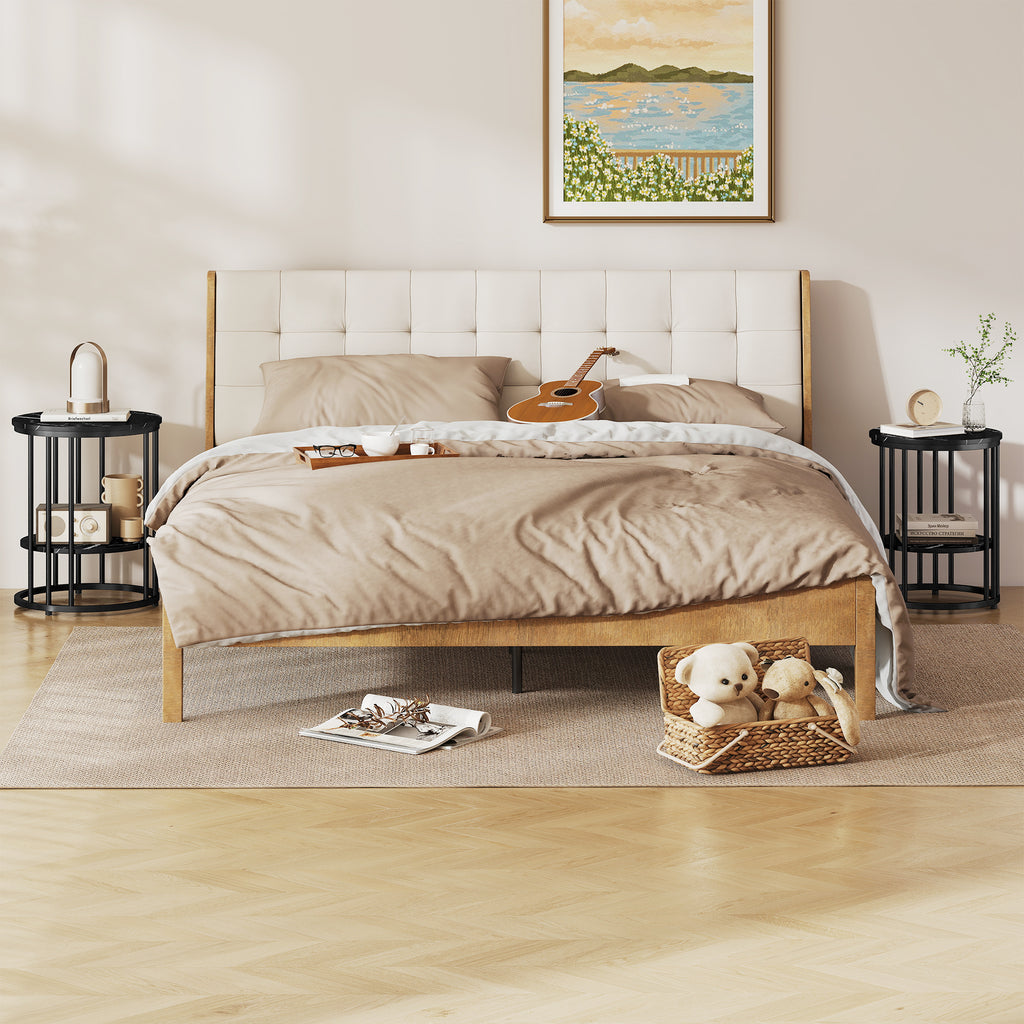 Set of Two Marble-Effect Coffee Tables - Black