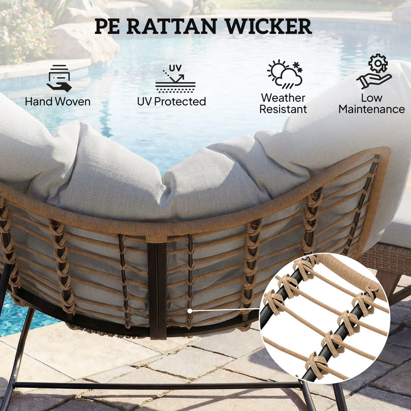 Outsunny Indoor Outdoor Rocking Chair, Oversized Rocking Egg Chair with Cushion for Living Room, Garden, Patio, Light – view 7