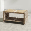 PE rattan coffee table with shelf light brown – image 3