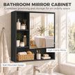 HOMCOM Bathroom Mirror Cabinet, Wall-Mounted Bathroom Cabinet with Mirror Door, Adjustable Shelves, Black – view 4