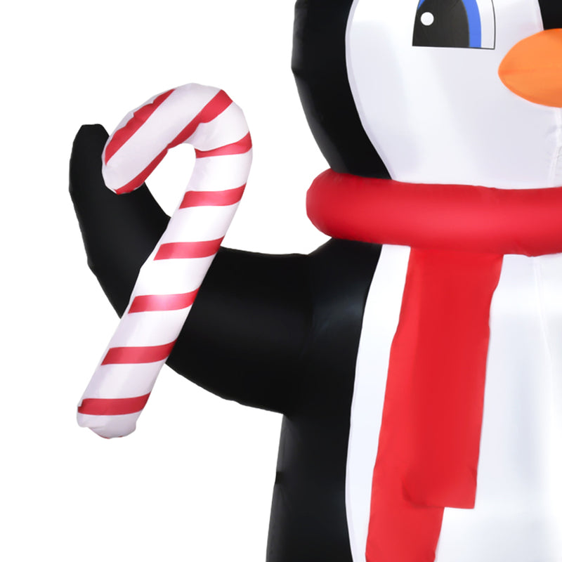 Illustrative Christmas scene with several inflatable decorations