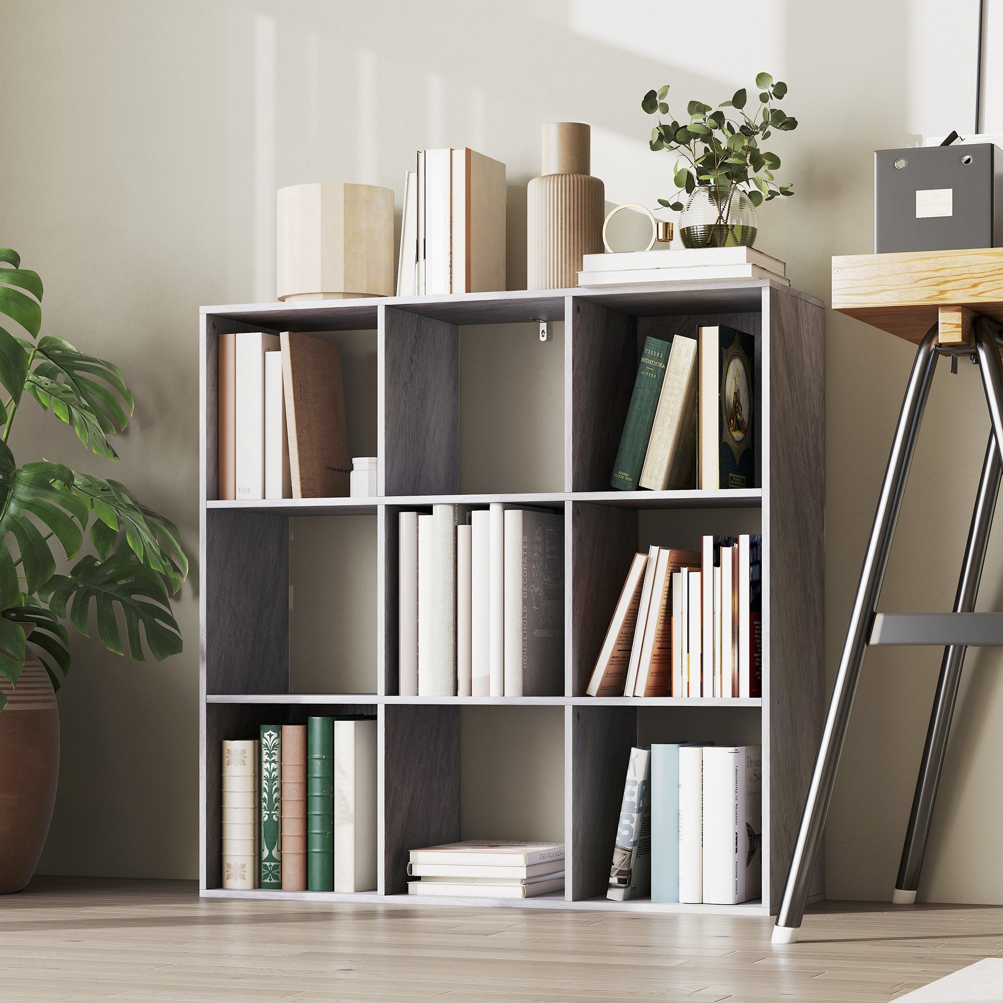 Nine-Cube Storage Shelf - Marble Grey