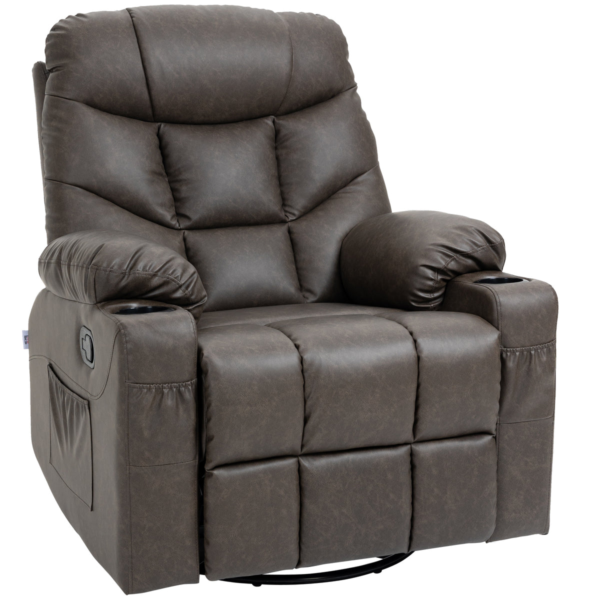 135° Swivel Rocking Recliner with Cup Holders – Dark Brown