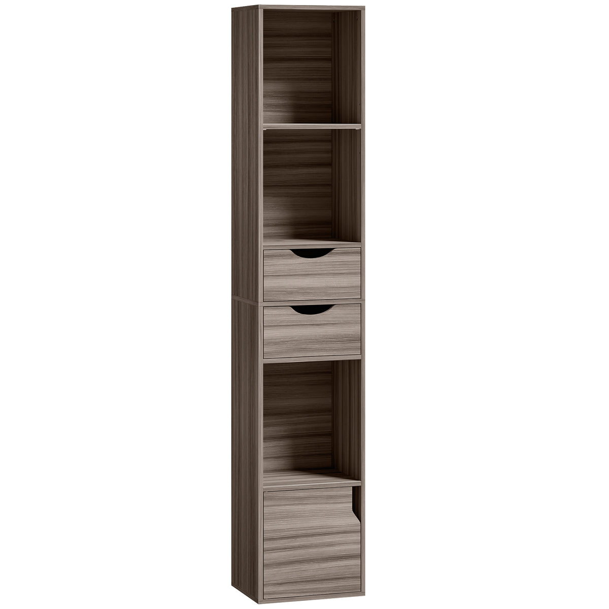 158 cm Narrow Bookcase with 2 Drawers & Cabinet – Grey