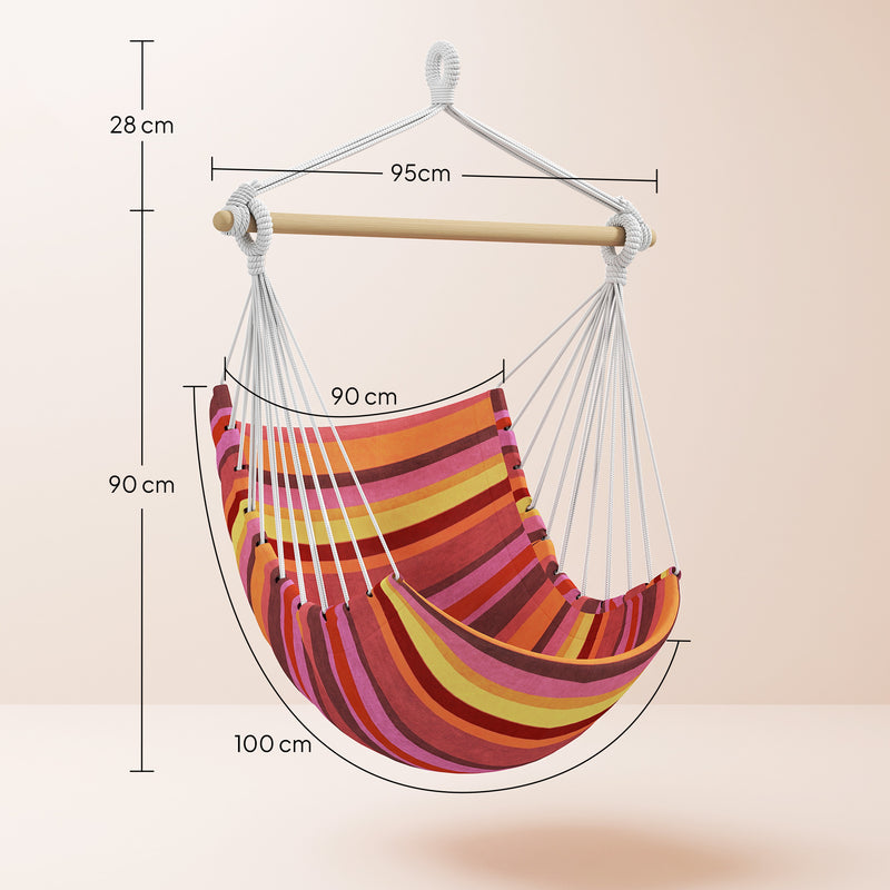 Outsunny Outdoor Hanging Rope Chair with Cotton Rope, Garden Hammock Chair with Wooden Support Bar Cotton Cloth – view 3