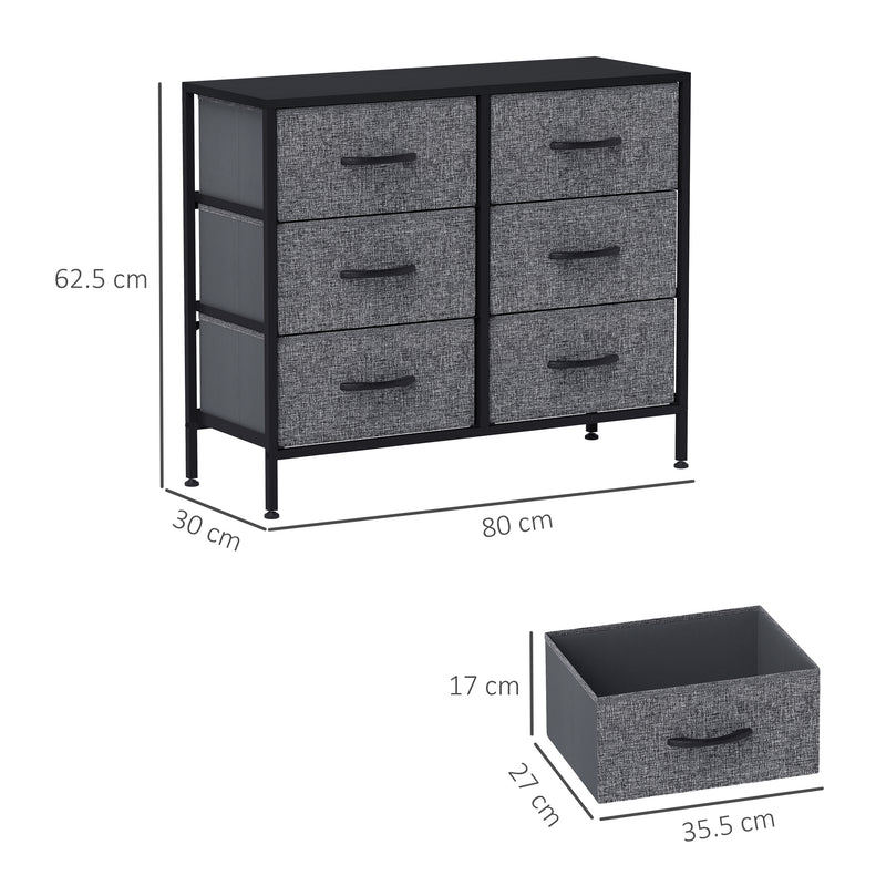 Black 6-drawer fabric chest – image 3