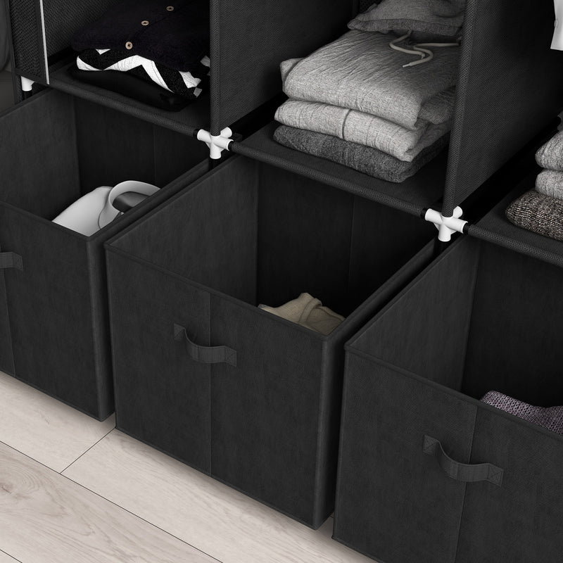 Black fabric wardrobe with drawers – image 9