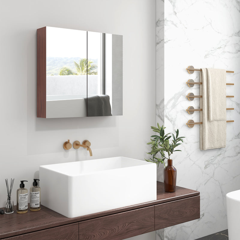 Light walnut double door mirror cabinet – image 8