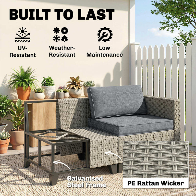 Dark grey rattan corner sofa set – image 7