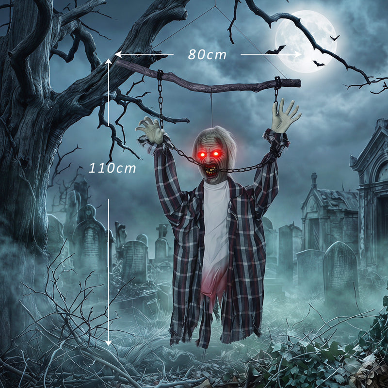 110cm Animated Hanging Zombie with Glowing Eyes & Sound – image 3 of 9