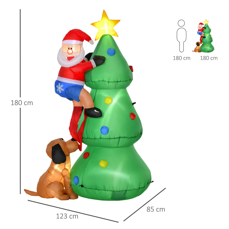 Size diagram of the 6ft Christmas tree and Santa dog inflatable