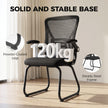 HOMCOM Office Chair, Ergonomic Desk Chair No Wheels with Mesh Backrest and Steel Legs for Home Conference Room, Black – view 7