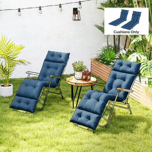 Navy blue sun lounger cushions 190 x 56 cm – image 2