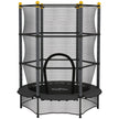 Black 4.6ft kids trampoline with enclosure net, padded poles and zipped door