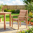 Outsunny Wooden Garden Dining Chair, Outdoor Chair Garden Armchair with Curved Seat and Wide Armrests, Natural Wood – view 2