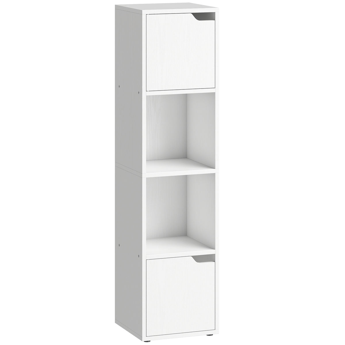 119 cm Narrow Bookcase with 2 Shelves & 2 Cabinets – White