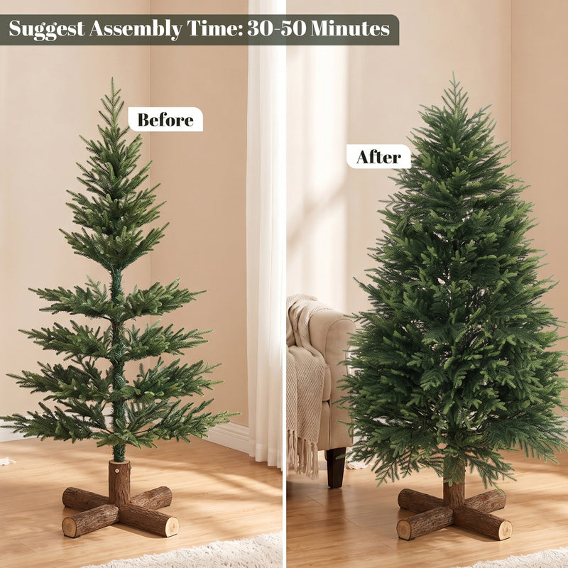 5ft Christmas tree with PE tips and fir wood base – image 7