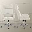 HOMCOM Office Chair with Adjustable Headrest, Spring Pack, Curved Line, Boucle Fabric - Pale Grey – view 3