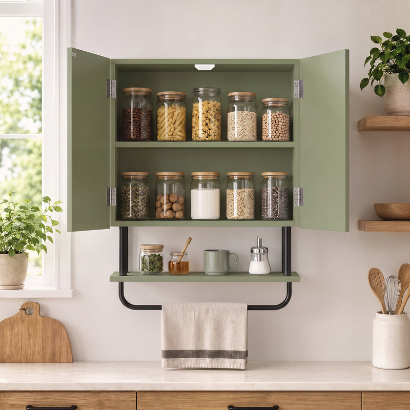 Green wavy door wall cabinet – image 8