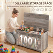 HOMCOM 100L Home Storage Box, with Safety Hinge - Grey Wood-Effect – view 4