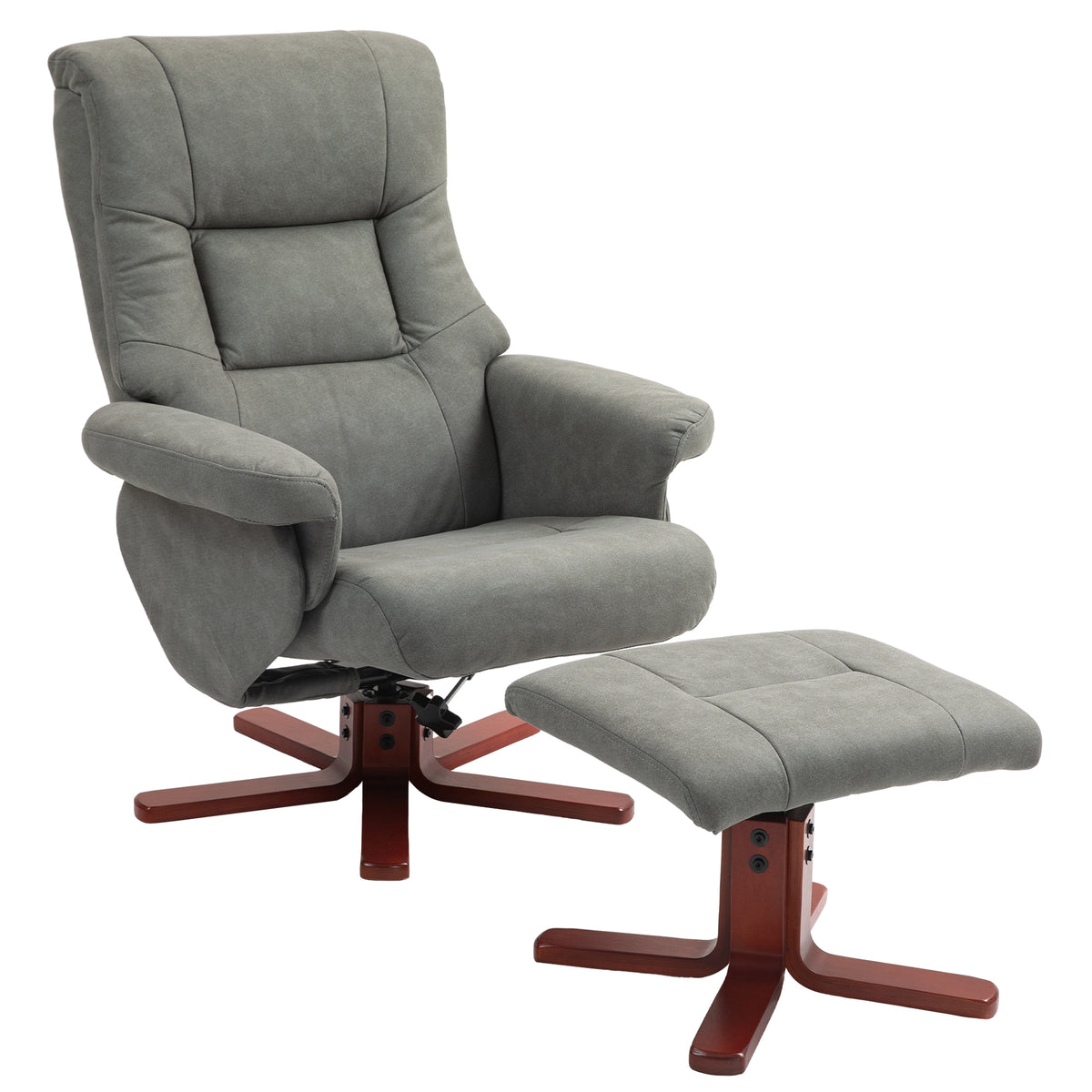 135° Microfibre Recliner & Footstool – Grey