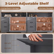 HOMCOM Sideboard Cabinet with Power Outlet, Farmhouse Kitchen Cabinet with 3 Drawers and Open Shelf, Grey – view 6