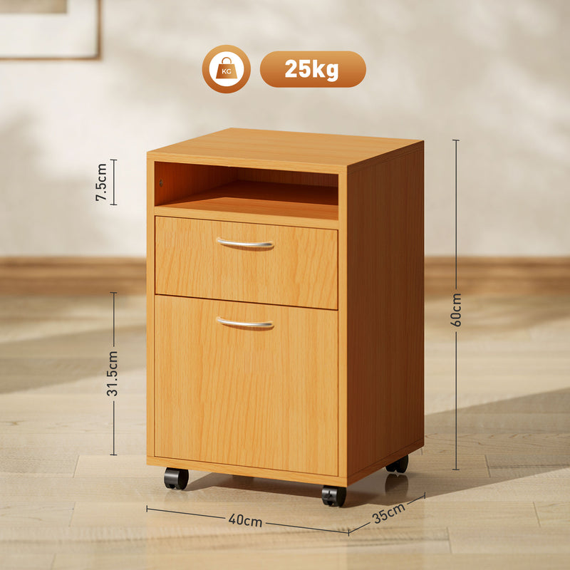 Mobile filing cabinet – natural wood – image 3