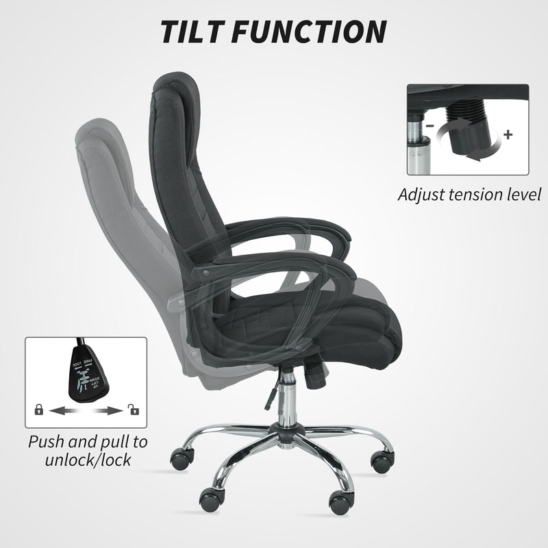 Vinsetto Linen-Look Swivel Office Chair - Black – view 6
