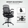 Vinsetto Drafting Chair with Flip-up Armrest, Mesh Office Stool with Foot Ring, 360 Degree Swivel Height Adjustable – view 4